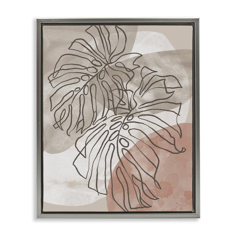 Stupell Leaf Outlines in Earth Tones Framed Floater Canvas Wall Art Design By Cat Thurman Designs - 25 x 31 - Grey