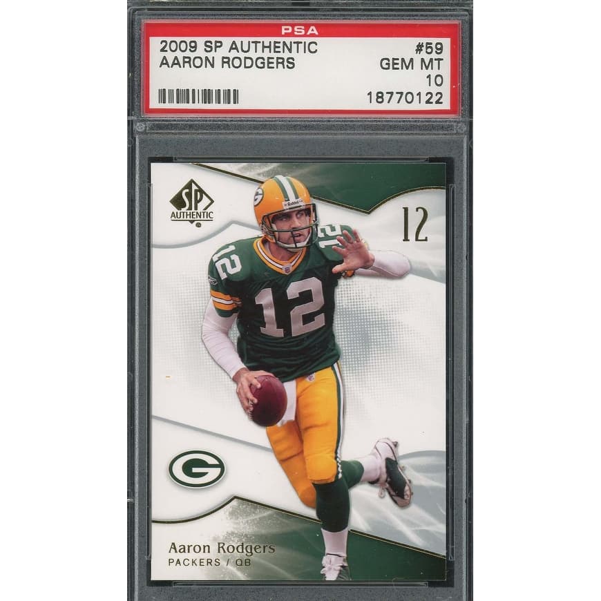 Aaron Rodgers 2009 SP Authentic Football Card #59 Graded PSA 10 - Black - 8'6" x 11'6" - Overstock - 40999580 Aaron Rodgers 2009 SP Authentic Football Card #59 Graded PSA 10 - Black - 8'6" x 11'6" - Overstock - 40999580