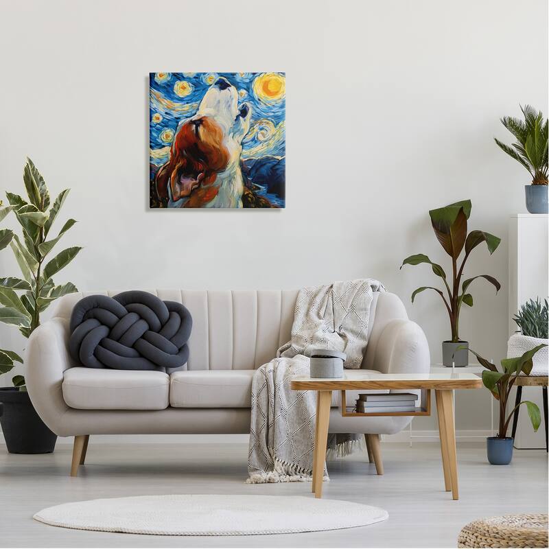 Stupell Howling Dog Classic Painting Canvas Wall Art Design by CR Townsend