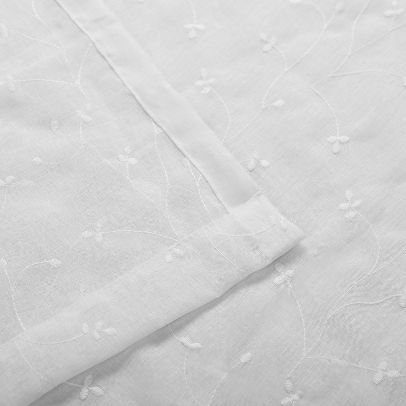 Superior Embroidered Delicate Flower Sheer Grommet Curtain Panel - (Set of 2)