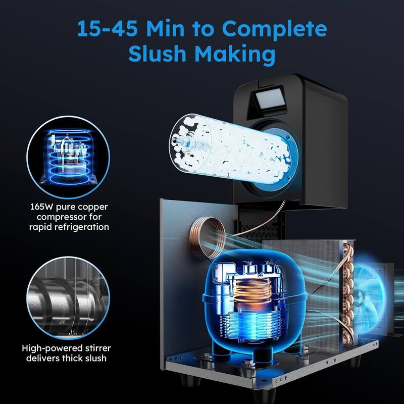 Commercial Slushy Machine, 3LTank, Self-Cleaning, for Frozen Drinks, Snow Melting