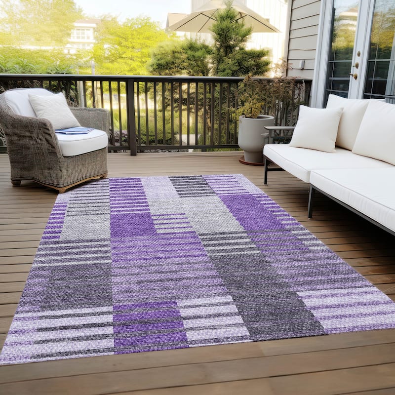 Machine Washable Indoor/ Outdoor Chantille Contemporary Stripes Rug