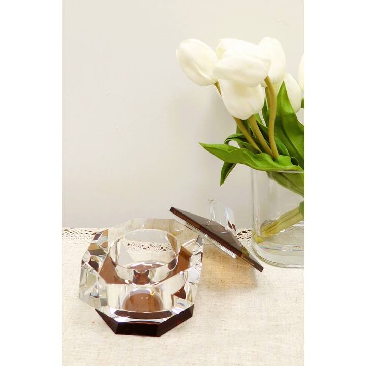 Crystal Candy Jar with Gold Base and Lid - 6"D