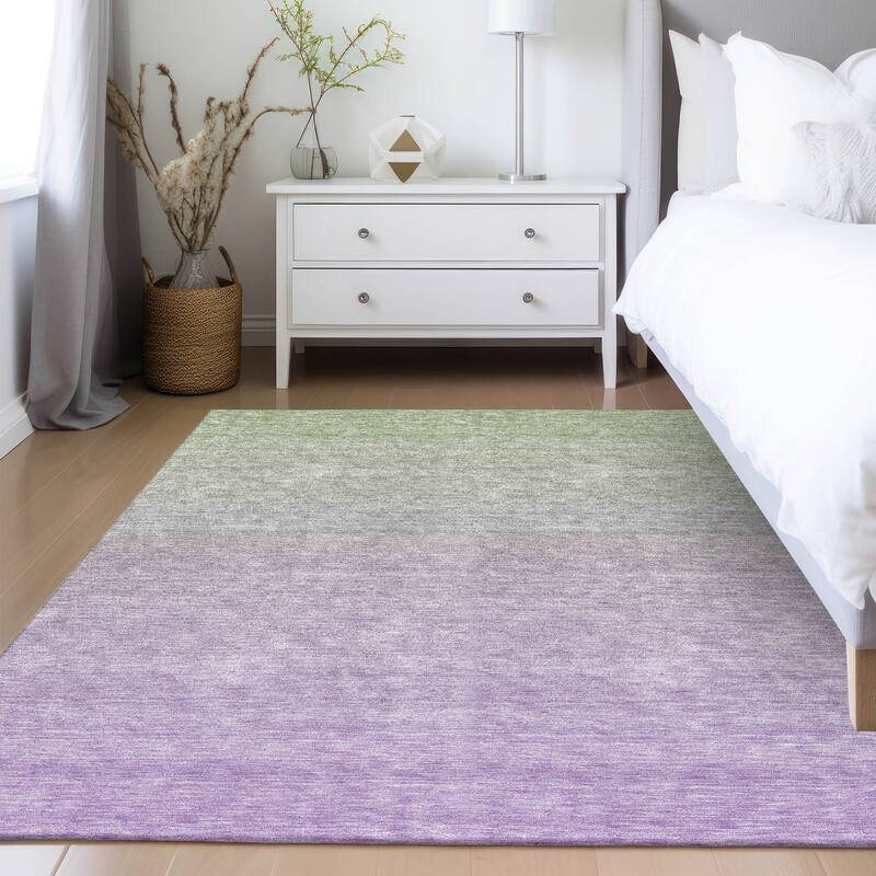Machine Washable Indoor/ Outdoor Chantille Ombre Solid Rug