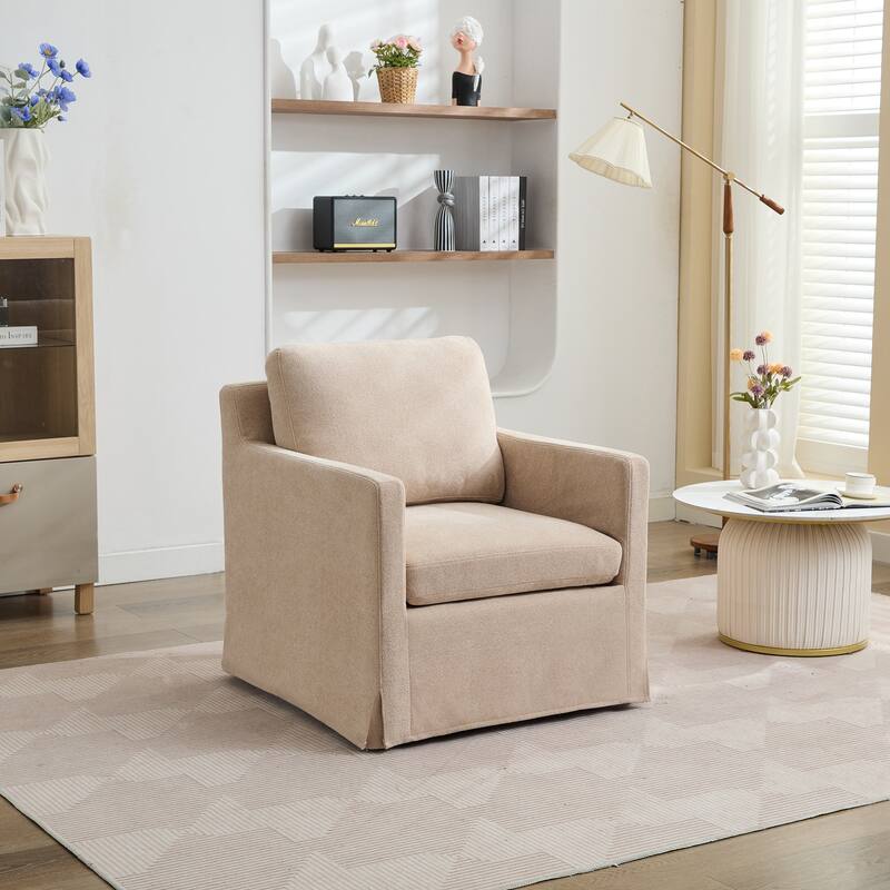 Modern 29.92" Chenille 360° Swivel Accent Chair with Solid Wood Frame and Removable Back Cushion