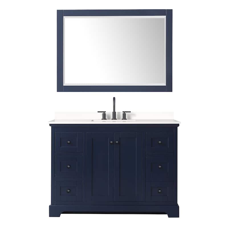 Avery 48-inch Single Vanity, Quartz Top, 46-inch Mirror