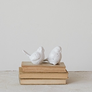 Stoneware Bird Accent Decor with Dots, Set of 2 - 4.4"L x 2.5"W x 3.0"H