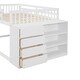 preview thumbnail 15 of 48, Floor Bunk Bed with Movable Storage Cabinet, Include 4 Storage Drawers and 3 Shelves, Solid Wood Bunkbeds Frame for Kids Teens