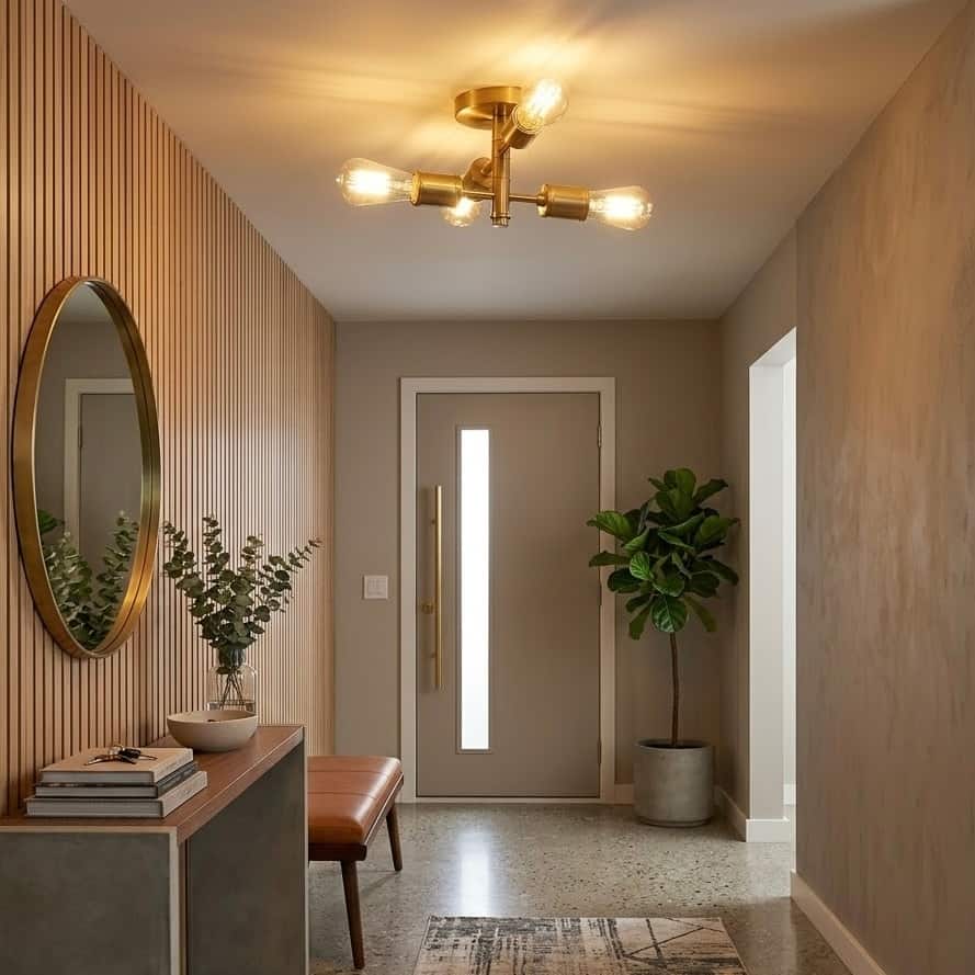 Raleni Retro 4-Light Semi-Flush Mount Ceiling Fixture - Gold Brass