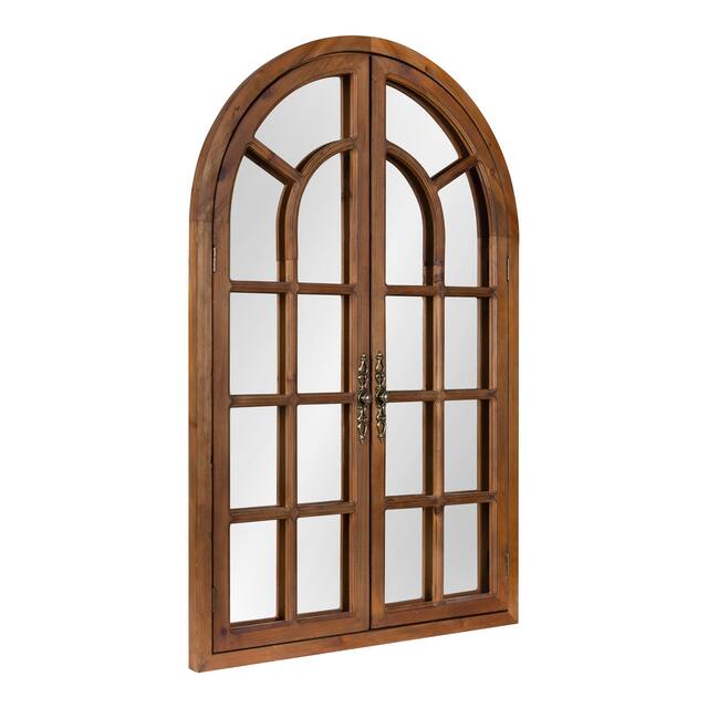 Kate and Laurel Boldmere Wood Windowpane Arch Mirror - Brown - 28x44