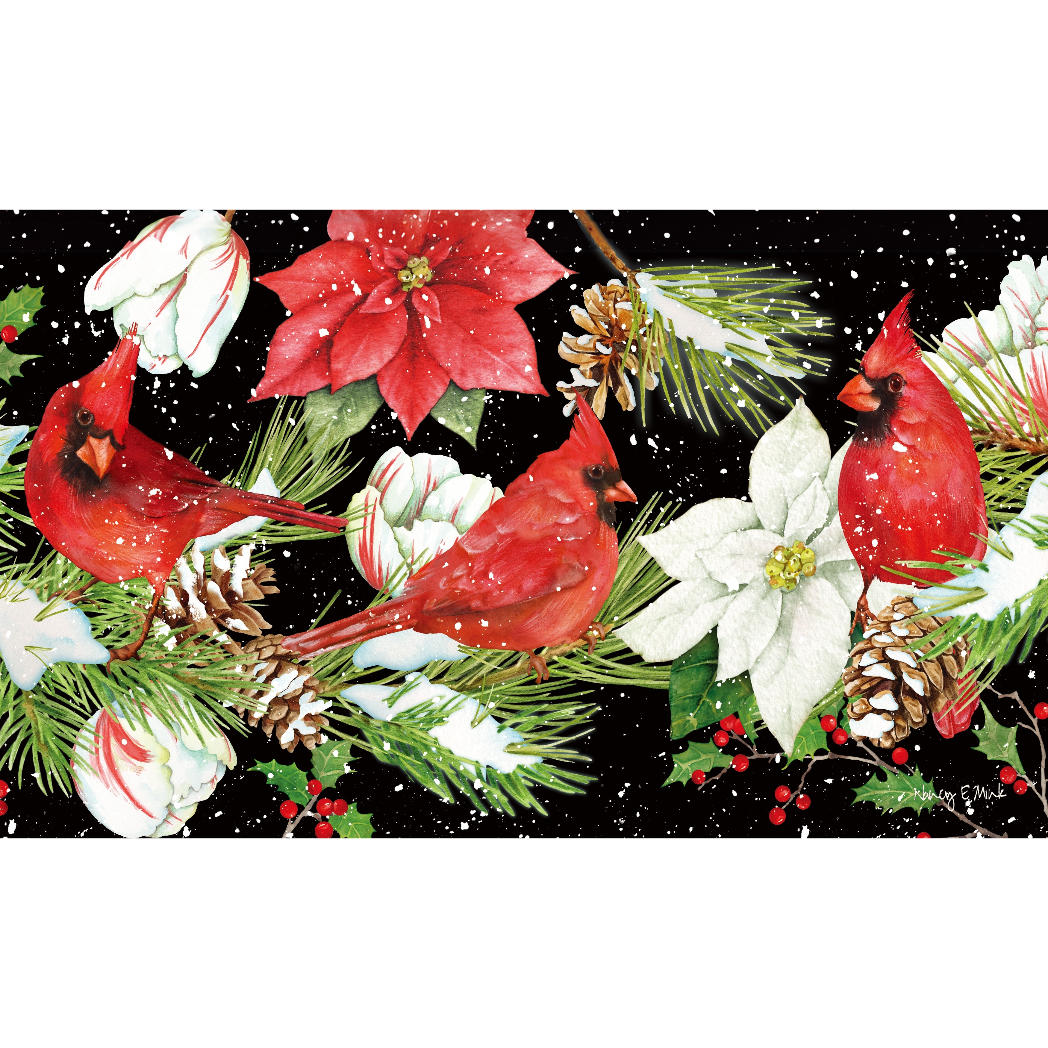 22 in. x 10 in. Snowman Family Sassafras Switch Mat - 22 x 10