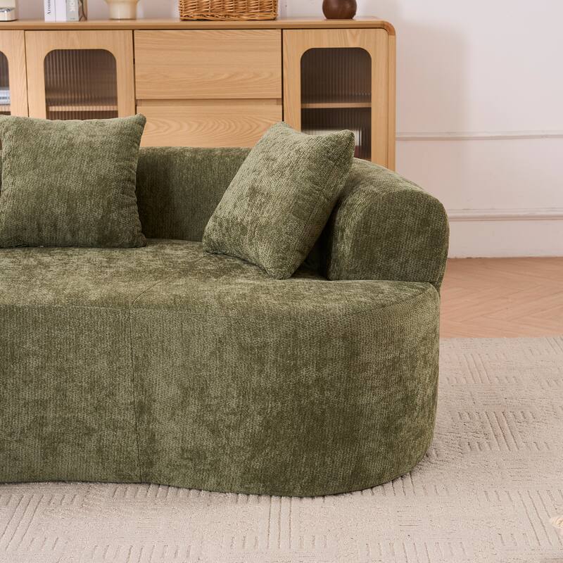 GDFStudio - Crescent-Shaped 67" Chenille Sofa with Self-Inflating Foam and Modular Design