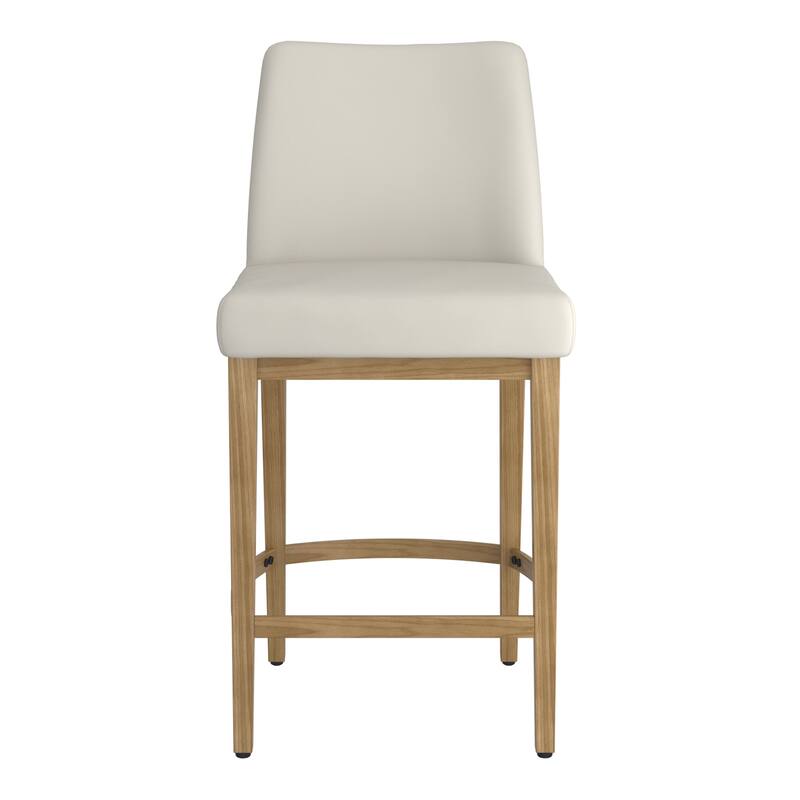 Modern Fabric and Metal 26" Counter Stool, Set of 2 - Beige and Black - N/A