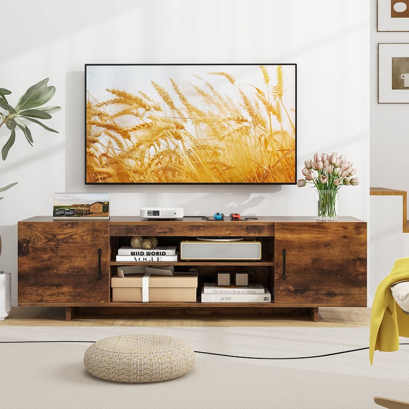 Modern TV Stand with USB Ports and Cable Holes for 65 Inch TVs - 60" x 15.5" x 17.5"