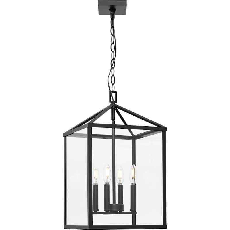 Hillcrest Collection Four-Light Matte Black Transitional Hall & Foyer Light - 13 in x 13 in x 22 in