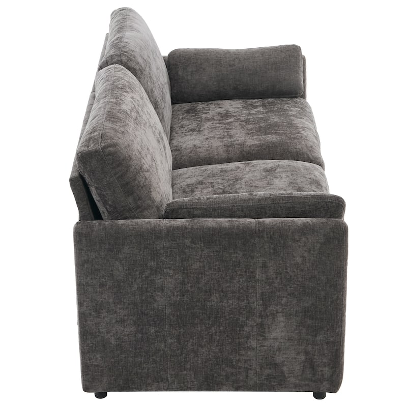 Chenille Loveseat Sofa, Upholstered Tufted Couch with Pillows and Cushion 2 Seater Deep Seat Sofa for Living Room