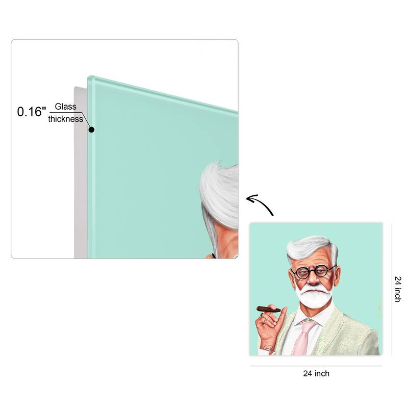 Empire Art Direct Hip Sigmund Freud Printed Tempered Glass Wall Art - Multi-Color