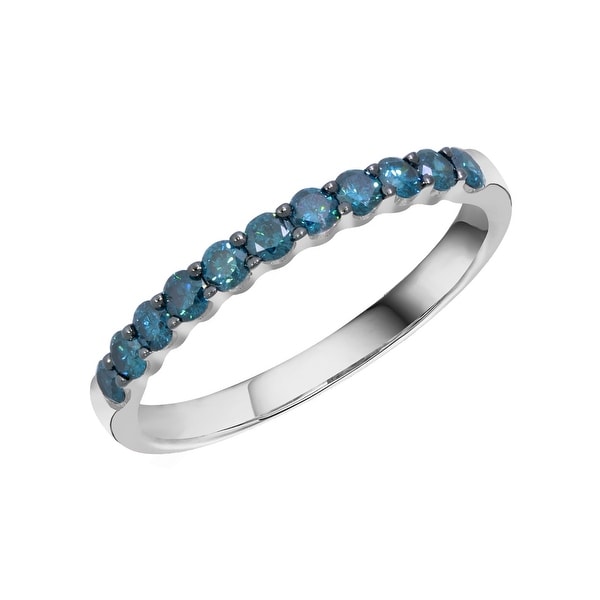 Prism Jewel 0.50CT Round 2.20MM Blue Color Diamond Wedding Band