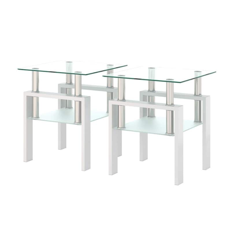 1-Piece or 2-Piece Tempered Glass End Table
