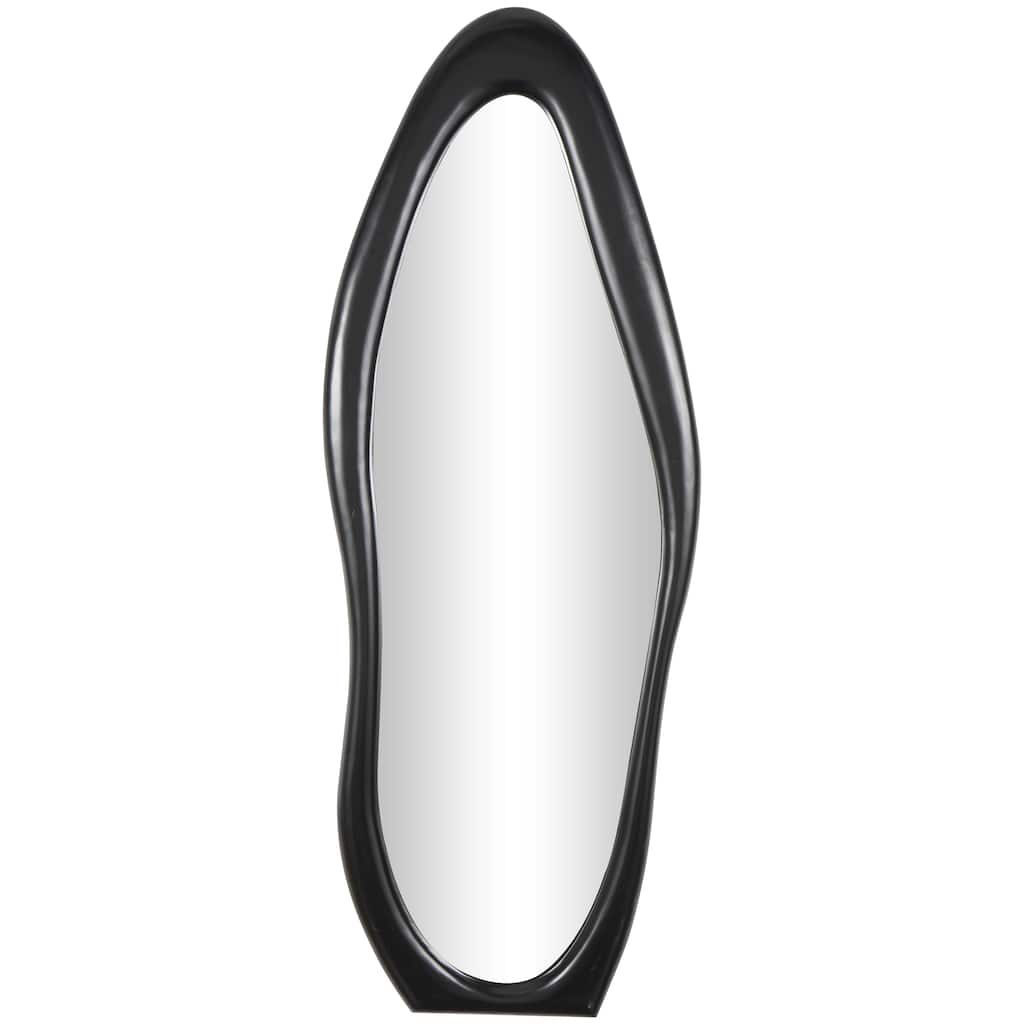 Wooden Abstract Wavy Wall Mirror - Black or White - Roche River Decor