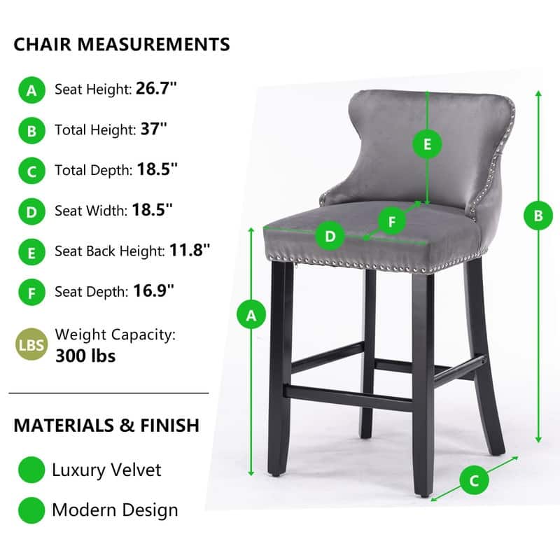 Upholstered Wing Back Bar Stools (Set of 6)
