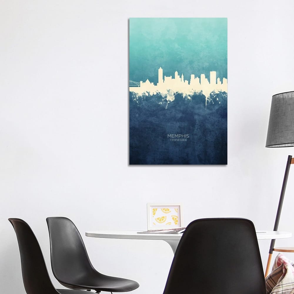 iCanvas "Memphis Tennessee Skyline Navy Cyan" by Michael Tompsett Canvas Print