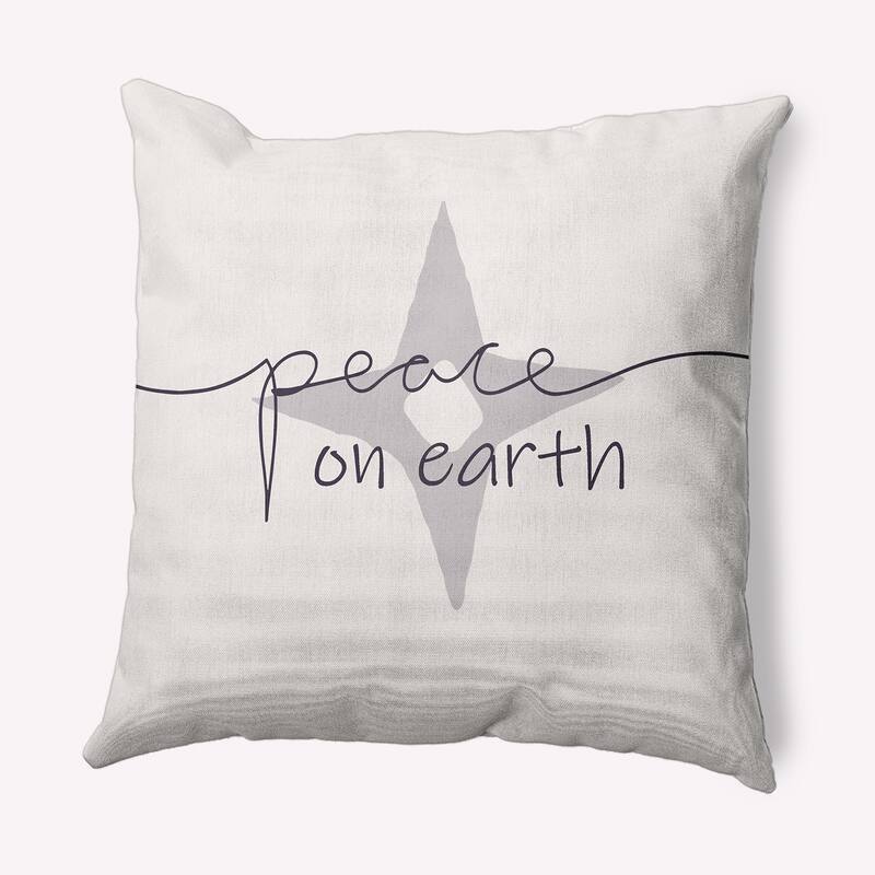 Peace on Earth Christmas Soft Spun Polyester Decorative Throw Pillow - 16 x 16 - Purple-Grey