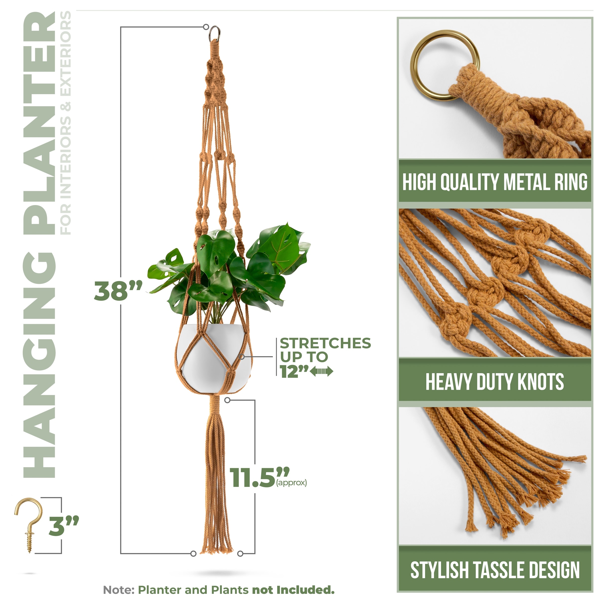 Macrame Plant Hanger (4, 6, 8 Pack) Hanging Plant Pots Cotton Rope - Bed  Bath & Beyond - 25451890