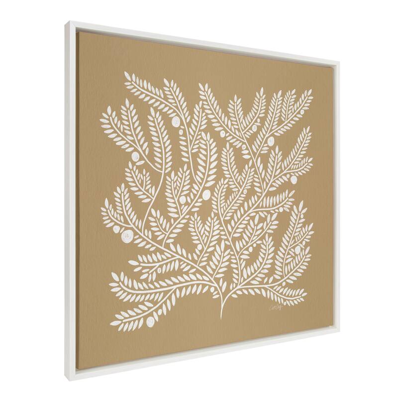 Kate and Laurel Sylvie Tan White Tree of Life Framed Canvas by Cat Coquillette - 30x30 - White