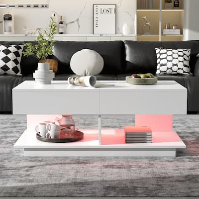 Efficient Central Coffee Table with Multiple Storage Compartments