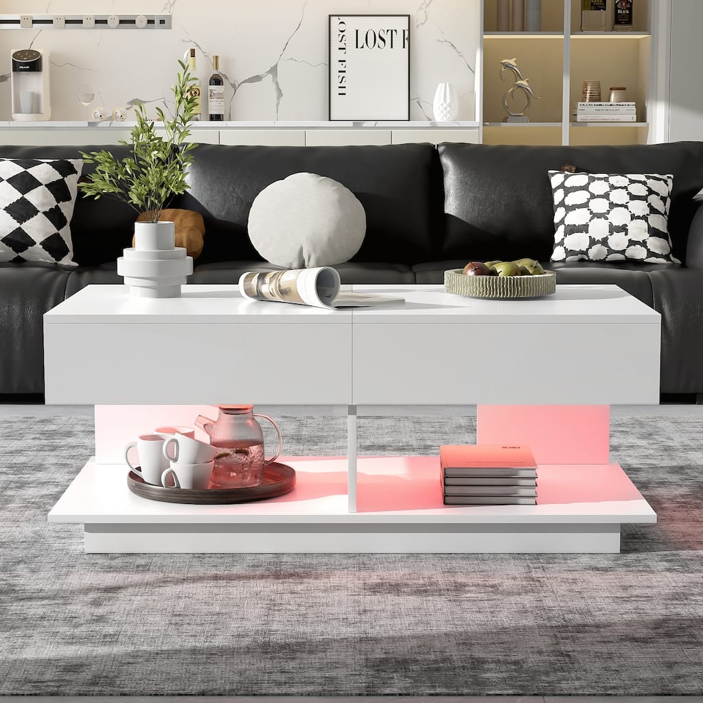 Efficient Central Coffee Table with Multiple Storage Compartments