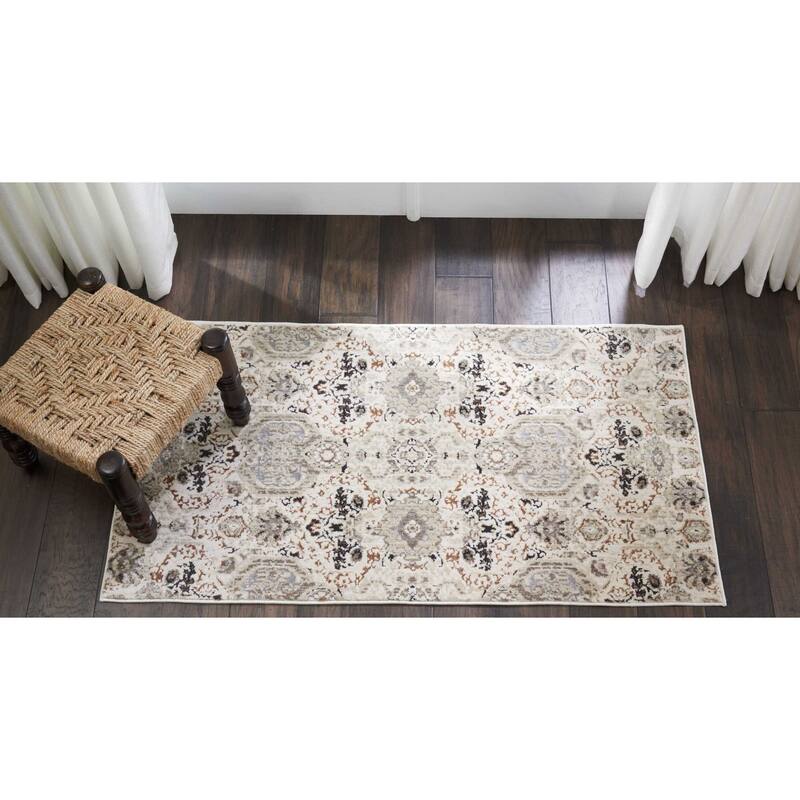Silver Screen Floral Modern Area Rug
