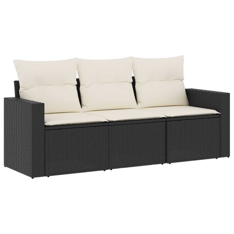 vidaXL Garden Sofa Set Black Sofa, Cream Cushions - 24.4 x 25.8 x 27.2