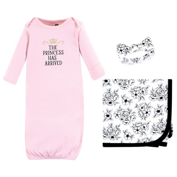 slide 1 of 1, Hudson Baby Infant Girl Gown, Swaddle Blanket and Cap or Headband, Princess, 0-6 Months - Princess 0-6 Months - Princess