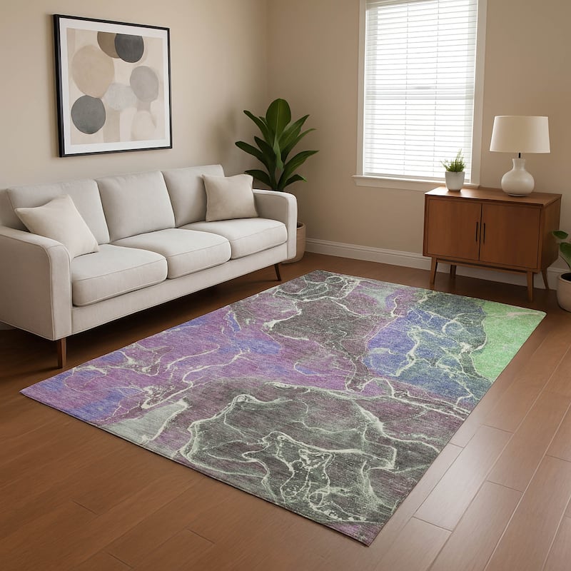 Premium Washable Super Soft Abstract Mayfield Rug - Purple - 8' x 10'