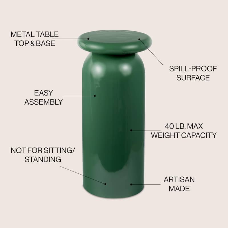 Oliver 22.75" Metal Sleek Cylinder Drink Table, by JONATHAN Y