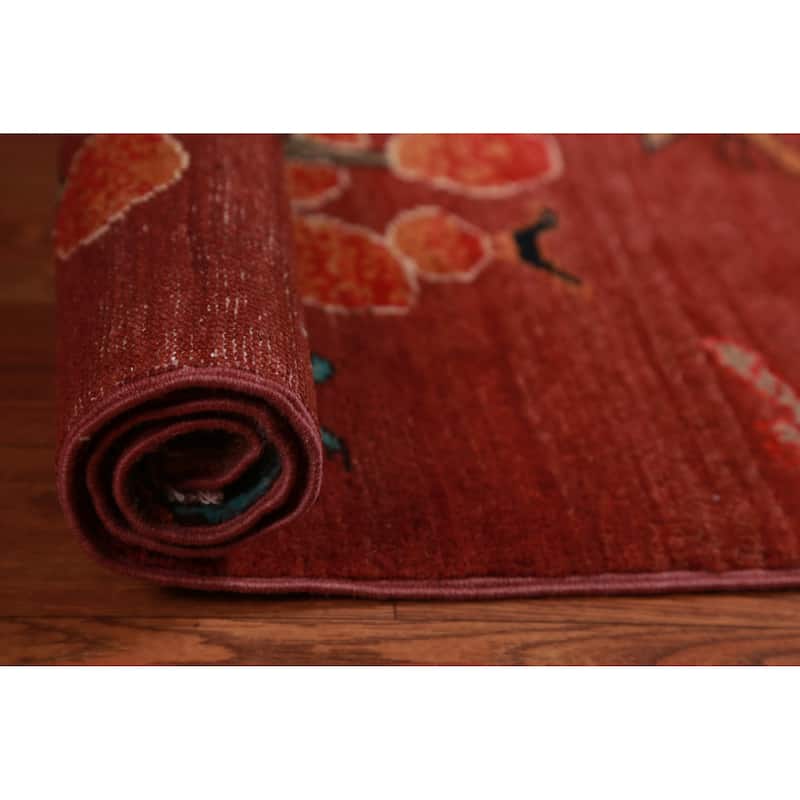 Traditional Red Kazak Rug Hand-Knotted Oriental Foyer Wool Carpet - 2'0"x 3'0"