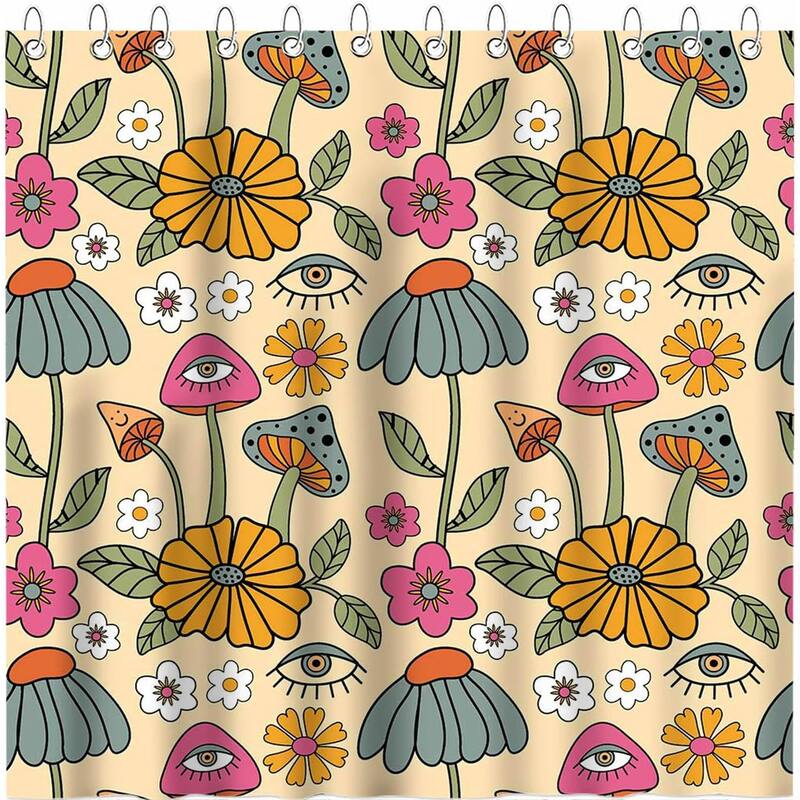 Bathroom Curtain Funky Mushroom Shower Curtain Set 72x72 Inches