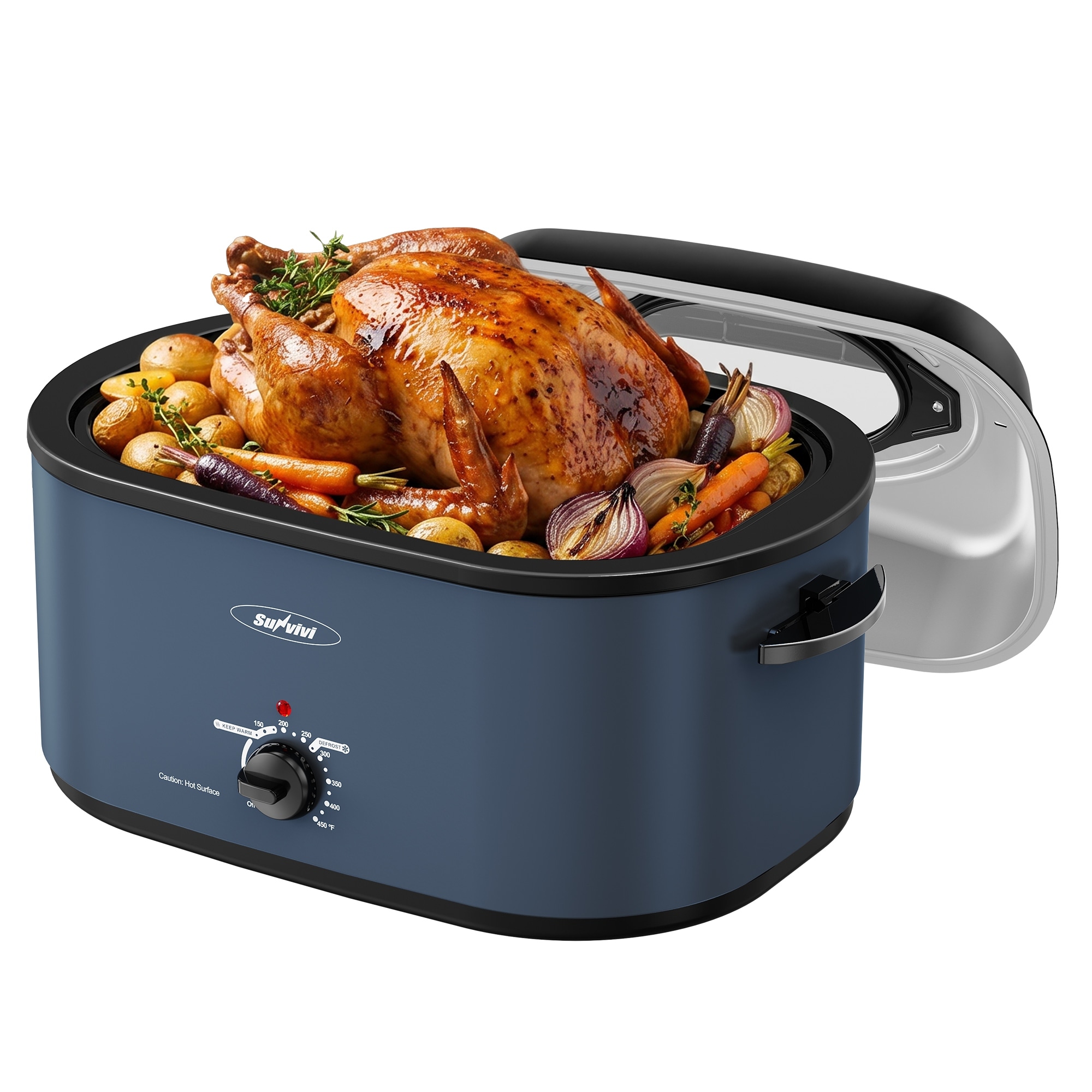 28QT/30QT Electric Roaster Oven with Non-Stick Pan & Viewing Lid, 150-450°F Multi-Function Countertop Cooker