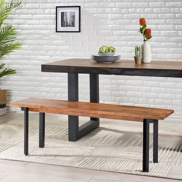 Pisgah Handcrafted Modern Industrial Mango Wood Dining Bench by Christopher Knight Home On Sale Bed Bath Beyond 32123974