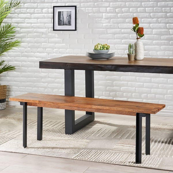 Pisgah Handcrafted Modern Industrial Mango Wood Dining Bench by ...
