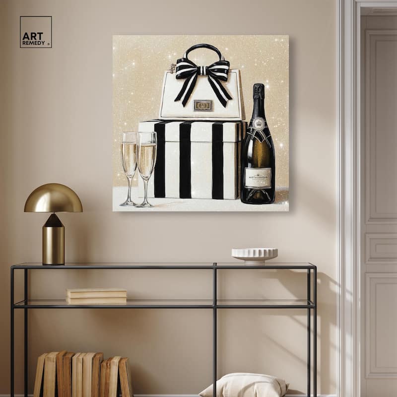 Black and White Striped Glam Canvas by Art Remedy, Gallery Wrapped