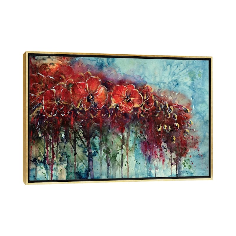 iCanvas "Red Orchids" by Zaira Dzhaubaeva Framed - Gold - 26x40
