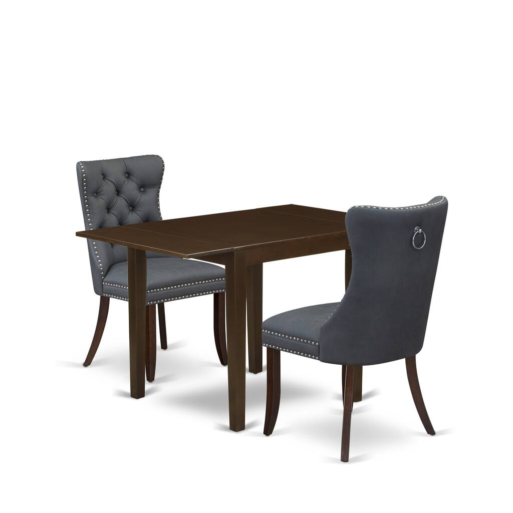 East West Furniture Dining Table Set Includes a Rectangle Kitchen Table and Upholstered Chairs, Mahogany (Pieces Options)
