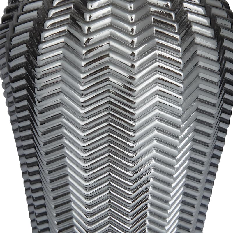 Tempered Glass Room Table Lamp with Chevron Pattern - Silver - Roche River Decor