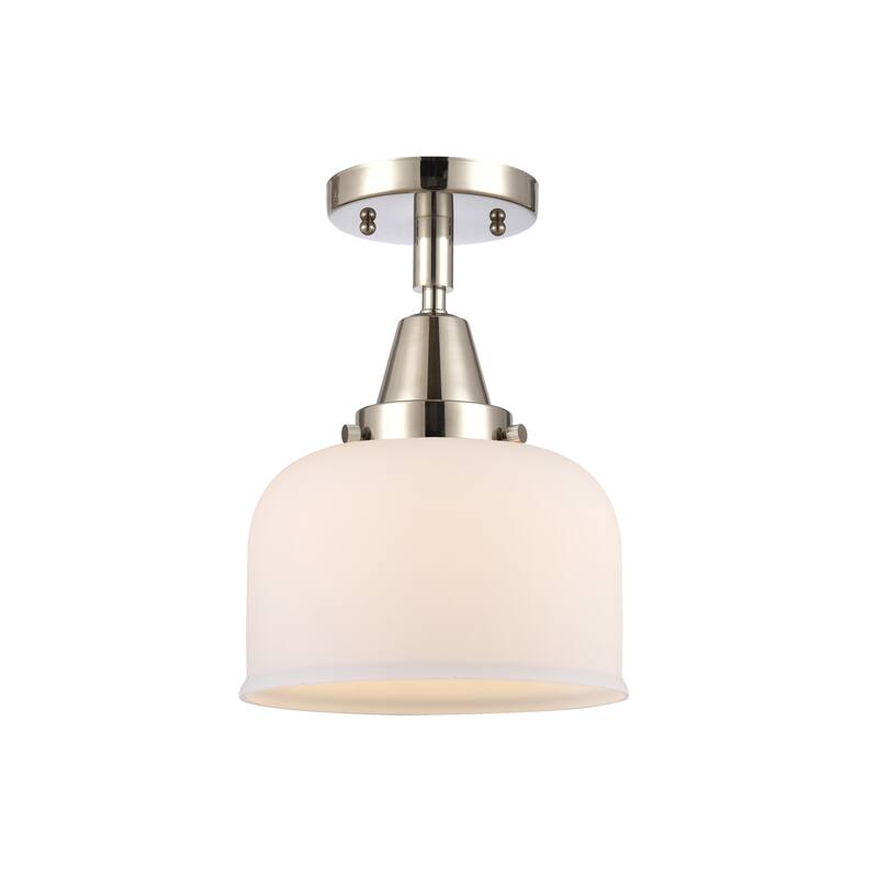 Innovations Lighting Caden Bell - 1 Light 8" Flush Mount - Polished Nickel/Matte White