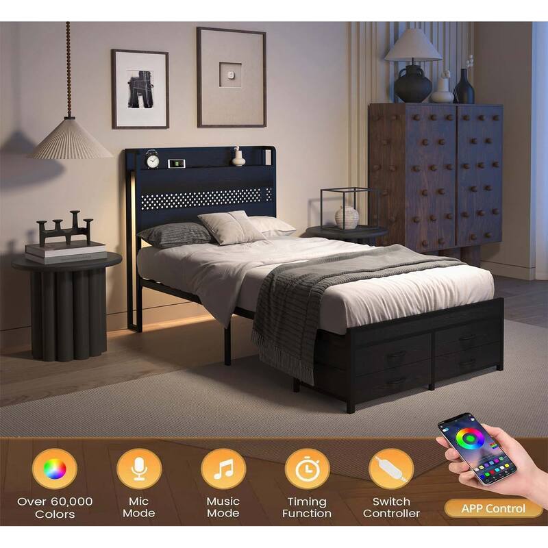 Twin Metal Bed with Multiple Functionalities for Enhanced Bedroom Experience