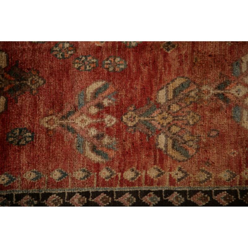 Geometric Shiraz Persian Antique Area Rug Hand-knotted Wool Carpet - 4'10"x 7'10"
