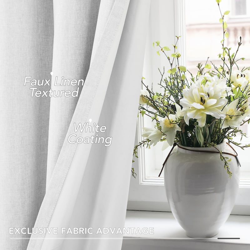 Deconovo Blackout Living Room Curtains Faux Linen Drapes 2 Panels