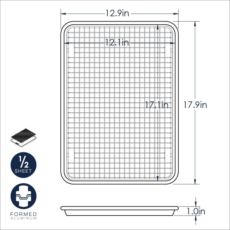 Nordic Ware 2 Piece Half Sheet with Oven-Safe Grid - Silver